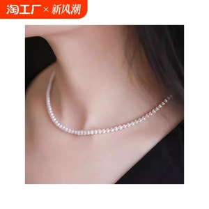 知涵无核淡水真珍珠项链强光锁骨链小颗粒颈链女近正圆假一赔十