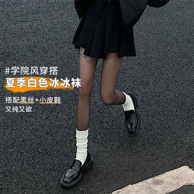 长筒冰丝袜日系冰冰袜女中筒袜夏