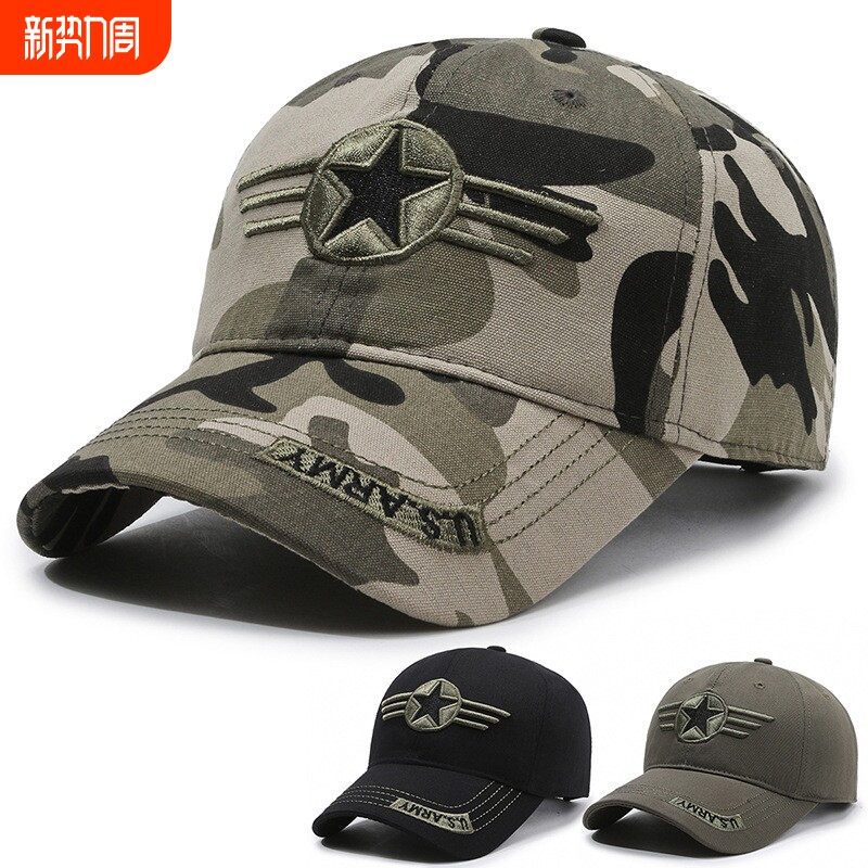 男士部队军训作训五角星迷彩军绿春夏秋天棉运动遮阳鸭舌帽棒球帽