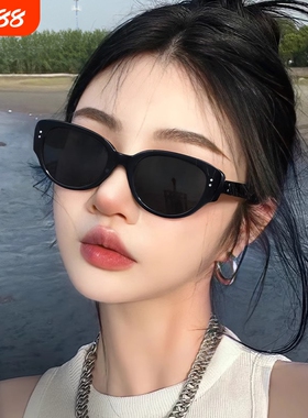 网红复古猫眼墨镜女防晒遮阳高级感2025新款近视偏光黑色太阳眼镜