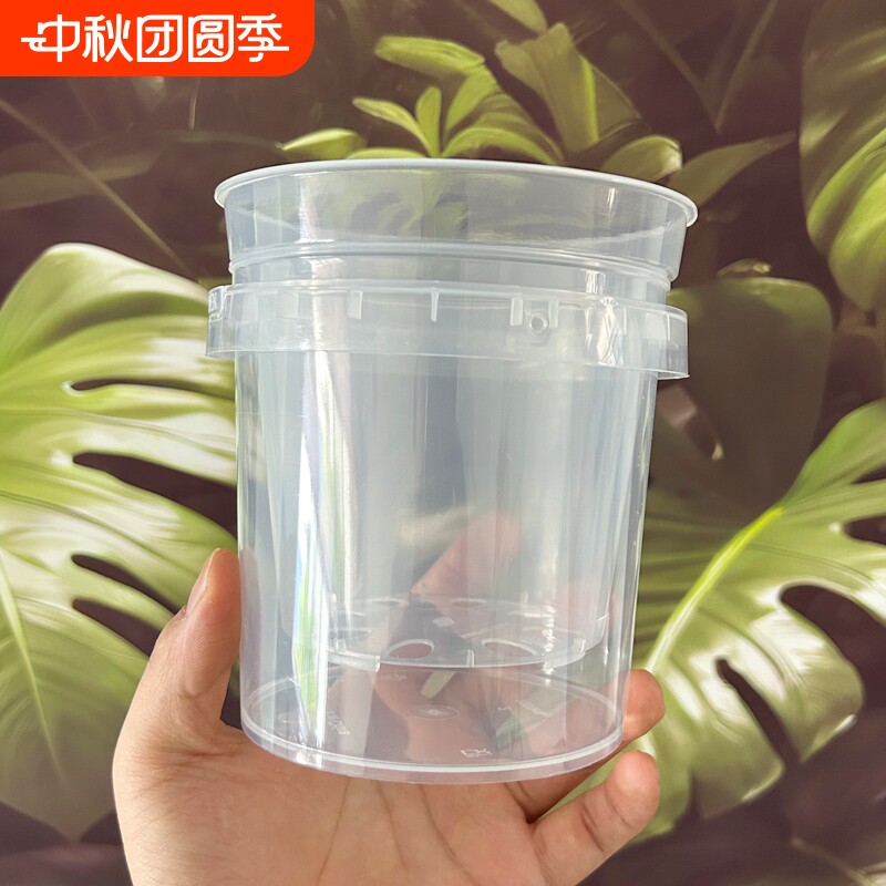 塑料花盆半透气外盆蝴蝶兰花套盆控根家用高透明水培镂空石斛花盆图片