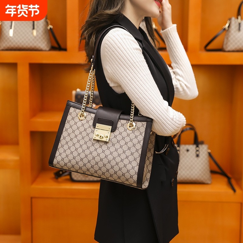 店酷奇真皮女包新款斜挎包包女大容量腋下包高质感印花链条通勤手,箱包皮具/热销女包/男包,托特包,淘宝优惠券,粉丝福利购,淘宝优惠卷