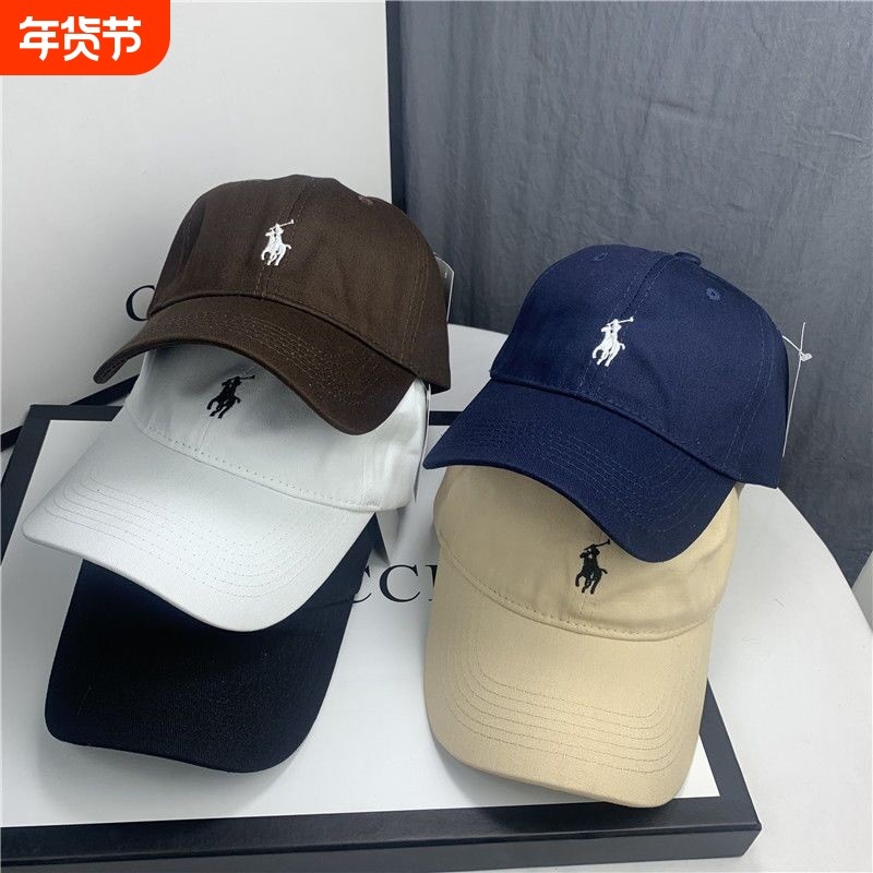 棒球帽情侣鸭舌帽女春休闲遮阳百搭运动帽子男软顶马标韩版显脸小