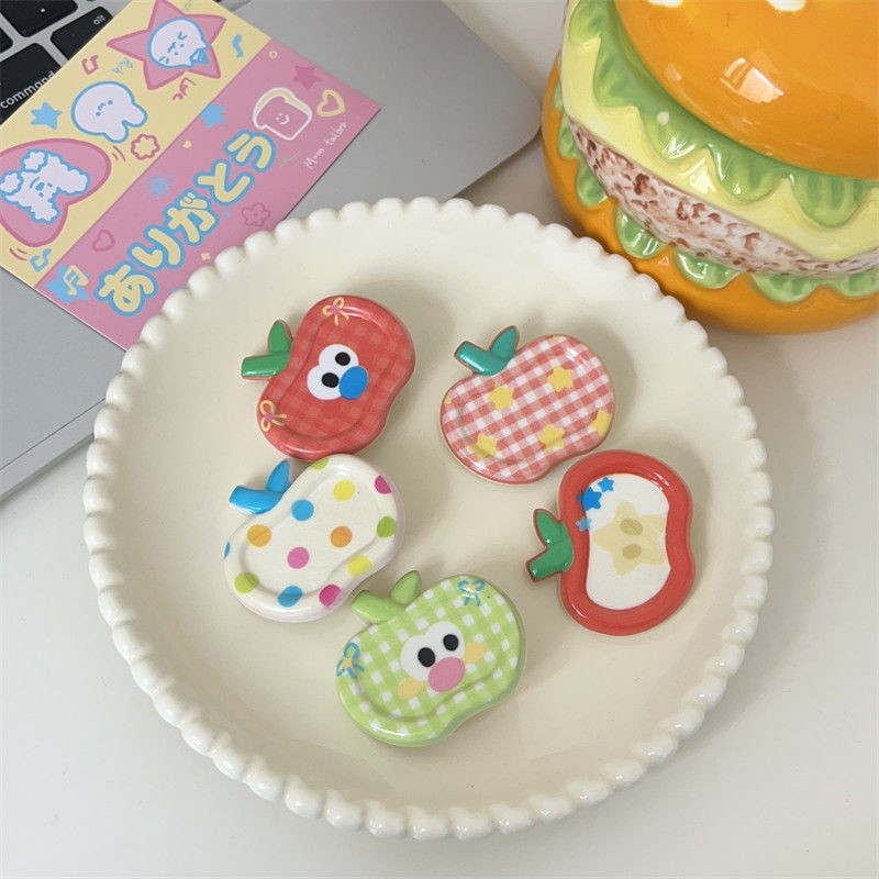 趣味可爱糖果色苹果发夹鬼马少女软萌边夹发饰发卡鸭嘴夹