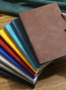 羊巴皮笔记本子a5本子加厚记事本商务皮面工作本办公简约日记本logo随身小号ins复古小本子记录红色大学生