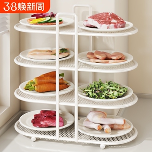厨房多层备菜架家用火锅盘子碗筷放置架蔬菜存放架台面三层免安装