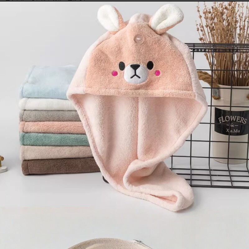 儿童珊瑚绒干发帽女加厚洗头速干干发卡通毛巾干发巾包头巾不掉毛