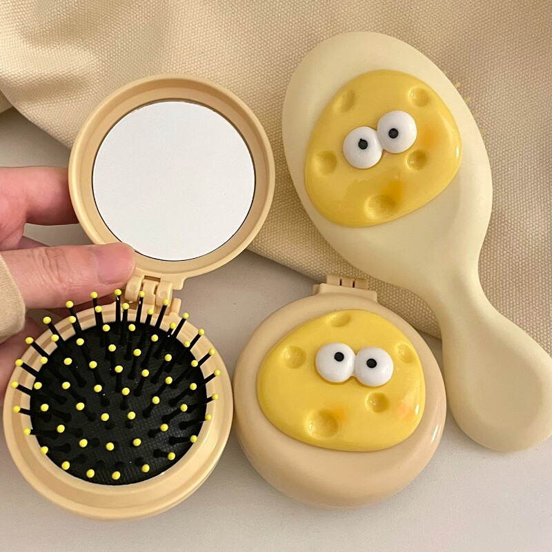 带镜子迷你折叠气垫梳便携按摩小梳子少女随身梳ins风可爱梳子