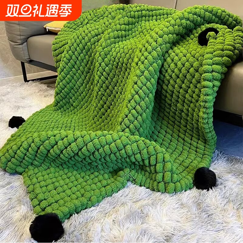 大球球线毛毯手工编织坐垫毯子diy材料包打发时间钩织盖毯粗毛线