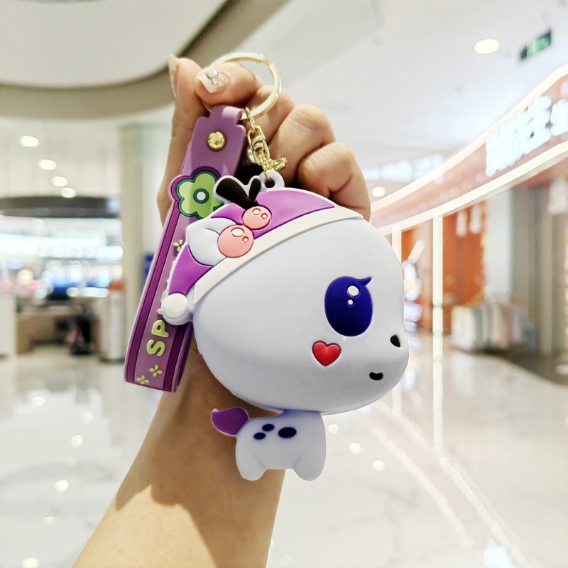 可爱小恐龙卡通钥匙包挂件女立体软胶公仔汽车钥匙包情侣书包挂饰