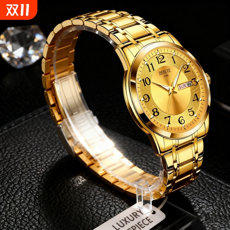 男款手表防水石英腕表高级感男士全自动非机械表正品名牌钢带商务