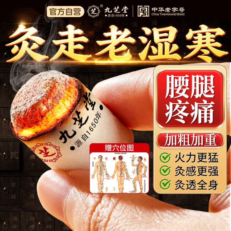 九芝堂艾柱十年陈艾条短家用元气无烟棒纯艾草雷火炙艾灸盒正品