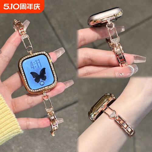 金属系小别针适用联想watch101表带金属链式联想watch102专用女款20mm/22mm夏季商务智能运动配件