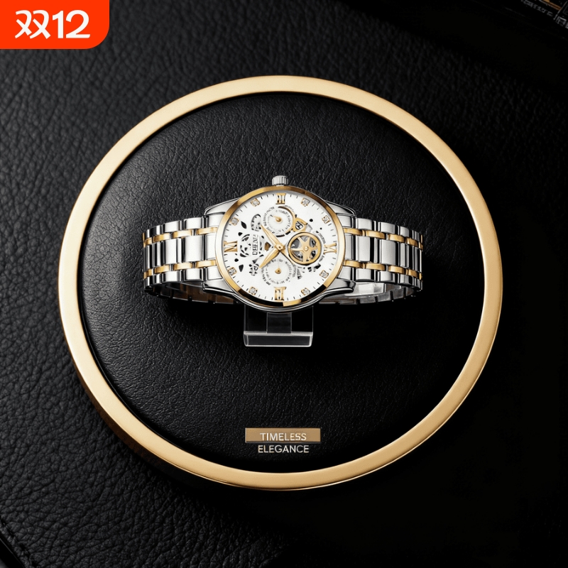 瑞士同款青少年初高中学生手表男款简约潮流全自动机械防水石英表