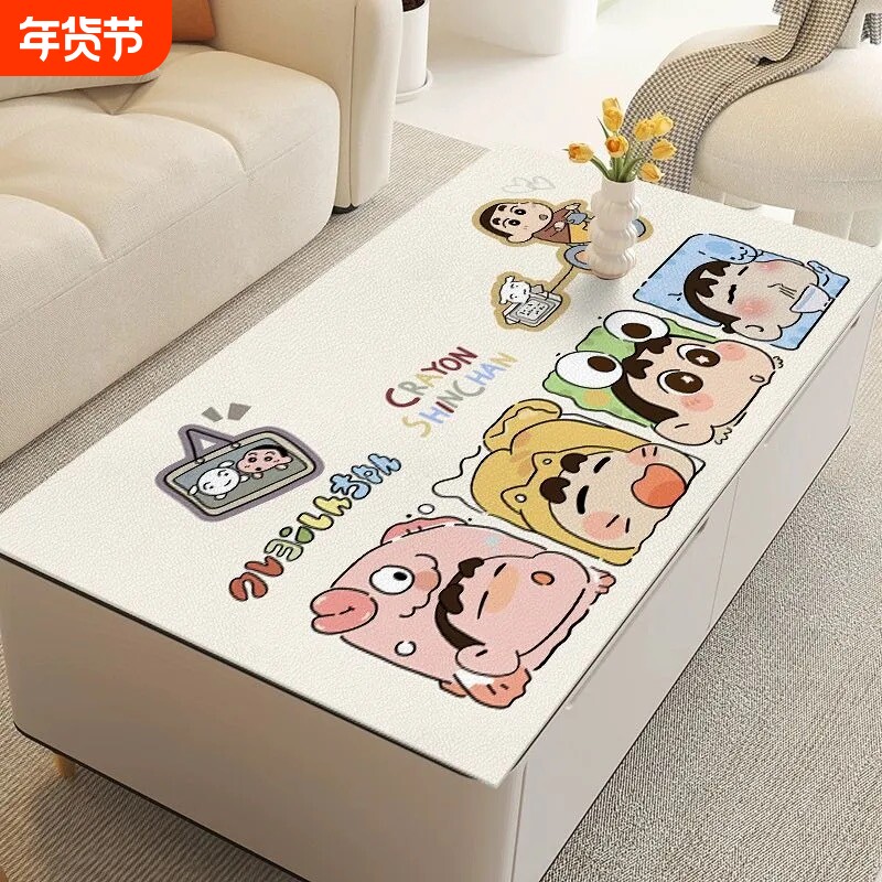 客厅茶几桌垫防水餐桌布卡通防油免洗垫高级感蜡笔小新保护垫防烫