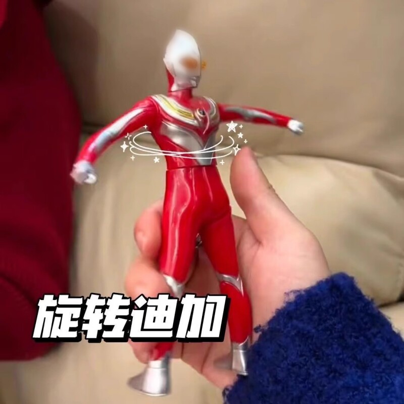 按压旋转迪迦超人玩具蜘蛛侠手办男孩子关节人偶模型幼儿园礼物品