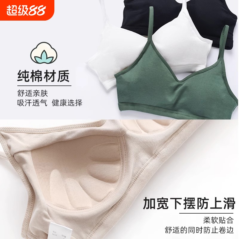 运动内衣女无钢圈薄款小胸聚拢网红吊带背心抹胸式一体裹胸文胸罩