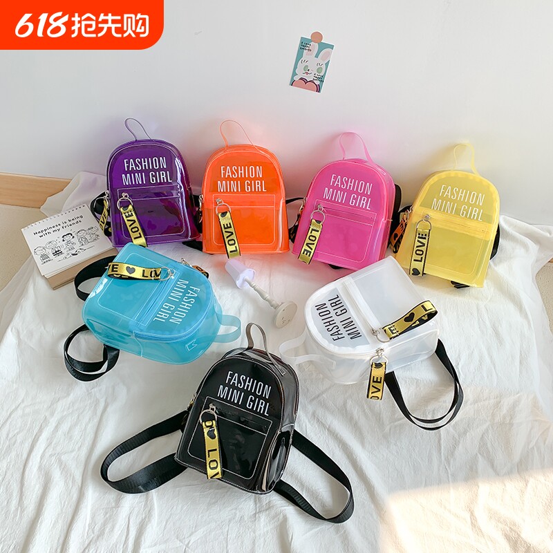夏季包透明双肩包女韩版迷你2026时尚潮流果冻字母手提休闲包女包