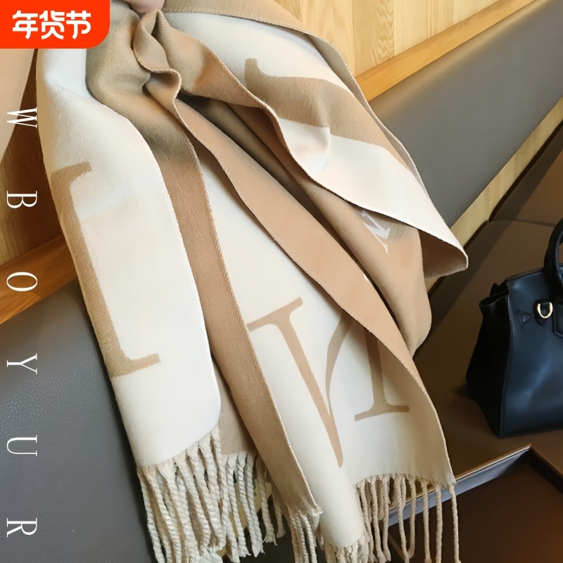 LVАFGН正品羊绒围巾空调披肩两用女秋冬季保暖双面披风百搭软糯