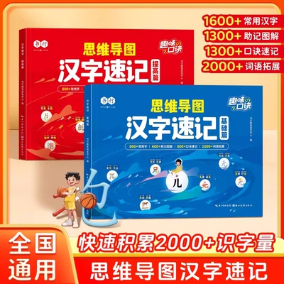 书行思维导图汉字速记儿童识字书小学生认识汉字偏旁部首结构专项训练汉字形象识字练习本思维导图快速记汉字生字组词练习题册