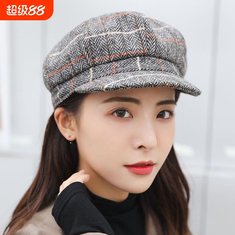 中老年人加绒帽子女春秋冬款英伦画家帽休闲百搭八角帽女报童帽