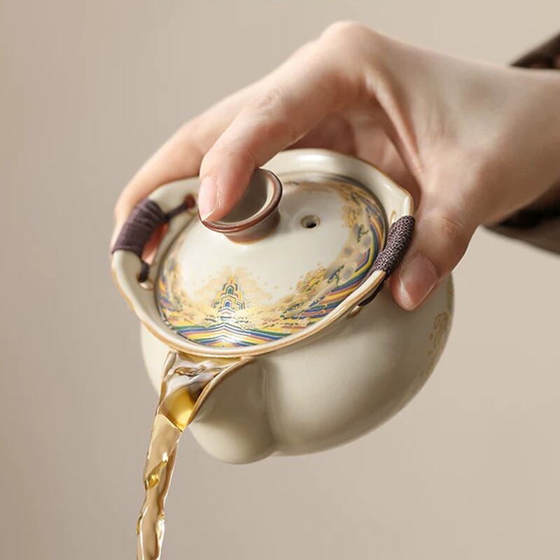 汝窑手抓壶泡茶盖碗茶杯单个茶碗图片