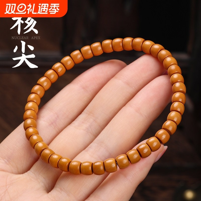 野生橄榄核核尖雕刻猴头直切桶珠核桃手串单圈文玩男女士佛珠手链