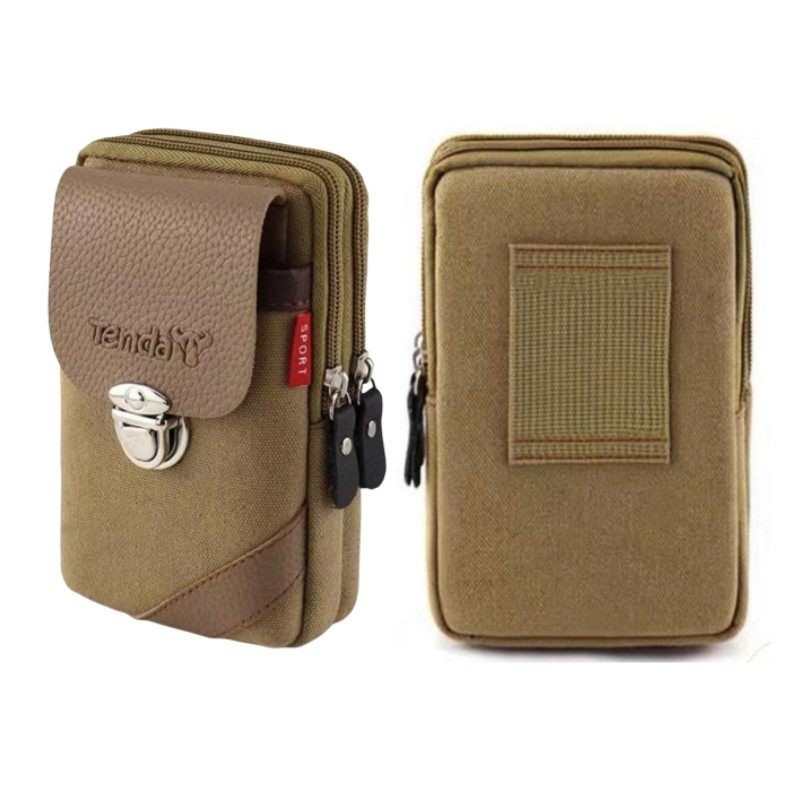 帆布袋男士包男穿皮带腰包零钱包多功能袋竖款套