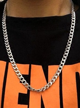 钛钢hiphop链条项链男潮古巴男士嘻哈链子装饰女生情侣百搭配饰酷