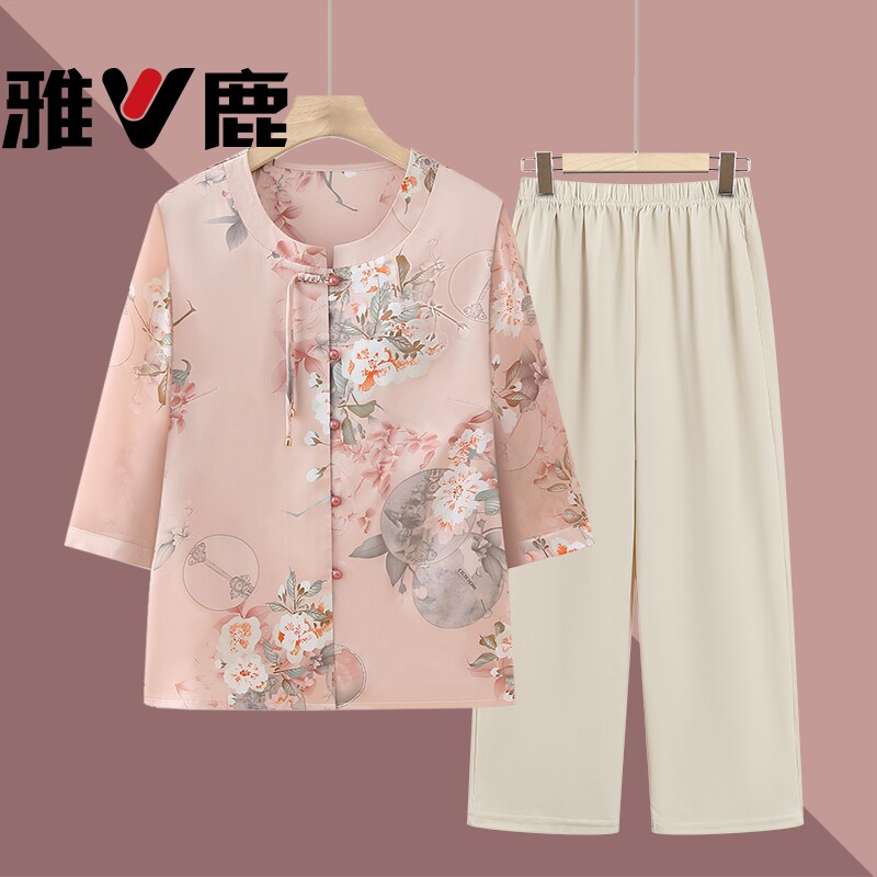 妈妈短袖时尚中老年女装夏季衬衫图片