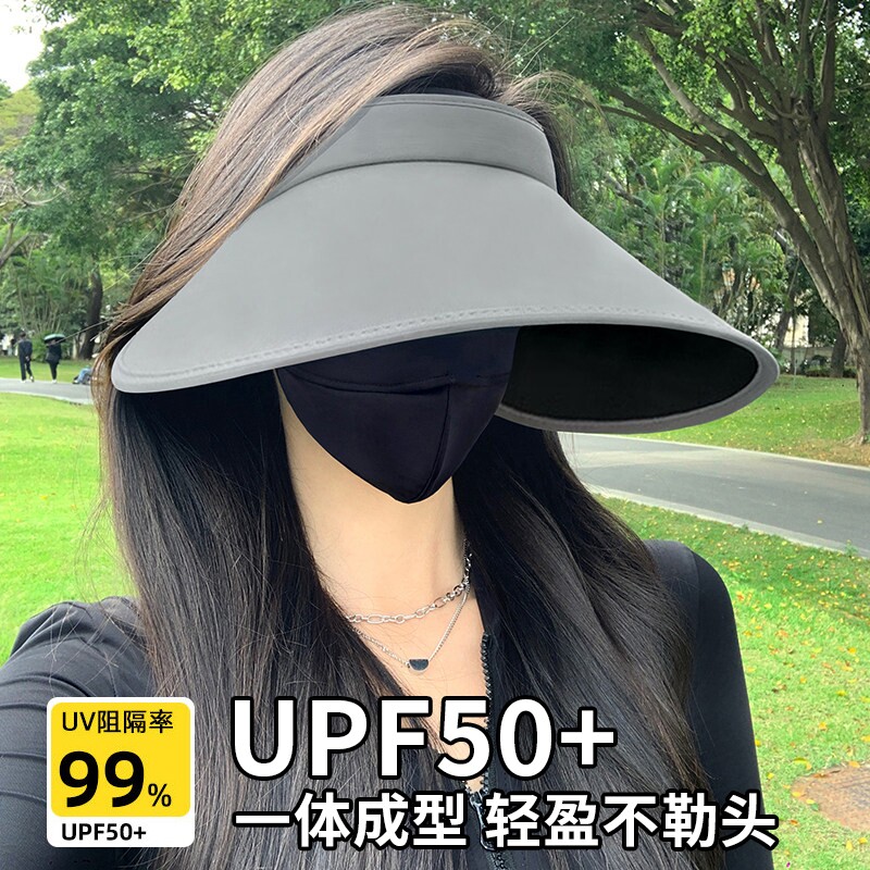 2026新款防晒帽遮阳帽女夏丝绒黑胶防紫外线大帽檐遮脸空顶太阳帽