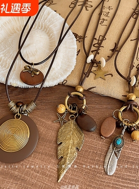 古铜色羽毛项链女|超6000次加购