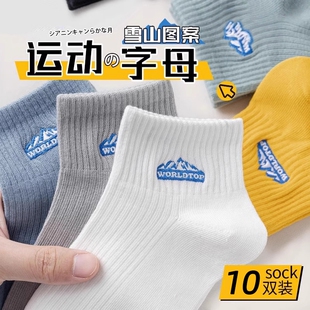 10双装 5双 多规格 运动短袜防臭透气学院风简约男袜 袜子男春夏季