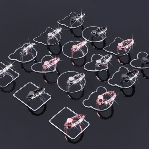 透明指环扣全透明隐形手机指扣环壳指环懒人支架创意通用环指扣强力粘贴多功能床头卡通可爱带闪钻金属环桌面