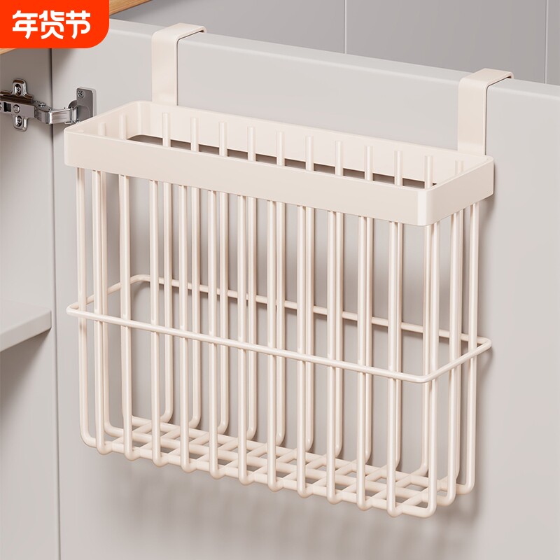 厨房柜门保鲜膜置物架柜门内侧壁挂整理架免打孔储物筐多功能挂篮
