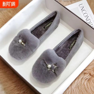 外穿孕妇棉飘鞋 毛毛鞋 女加绒厚底大码 豆豆鞋 女冬外穿厚底2025新款