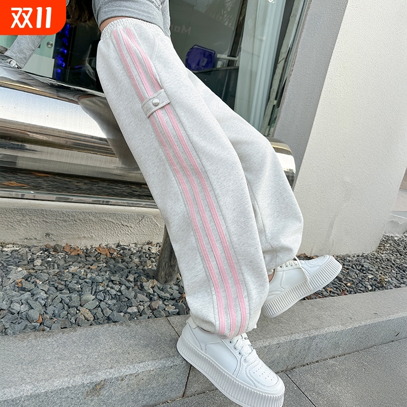 童装女童加绒裤子秋冬款加厚新款儿童冬季休闲裤女宝黑色保暖卫裤