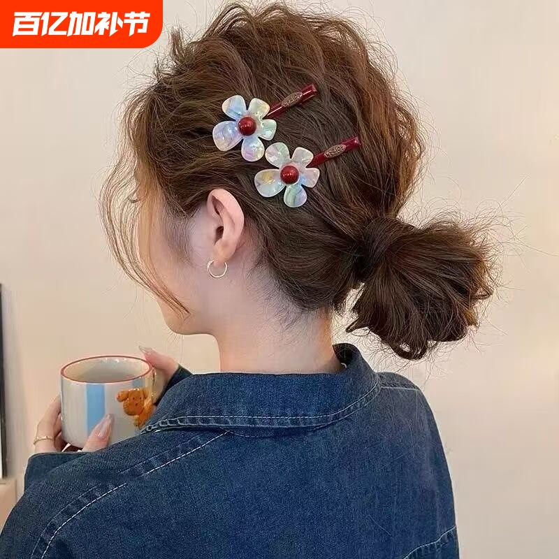 幻彩醋酸花朵发夹女边夹侧边发卡2025新款刘海夹鸭嘴夹子秋冬发饰