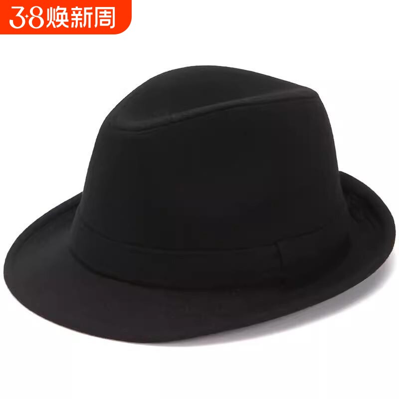 帽子男春秋礼帽男士帽子冬毛呢保暖秋冬中老年人爵士帽冬天老人帽