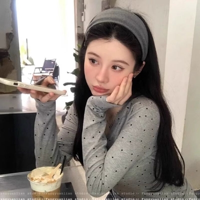 宽边灰色发箍易梦玲同款女洗脸高颅顶头箍高级感洋气时尚发卡头饰