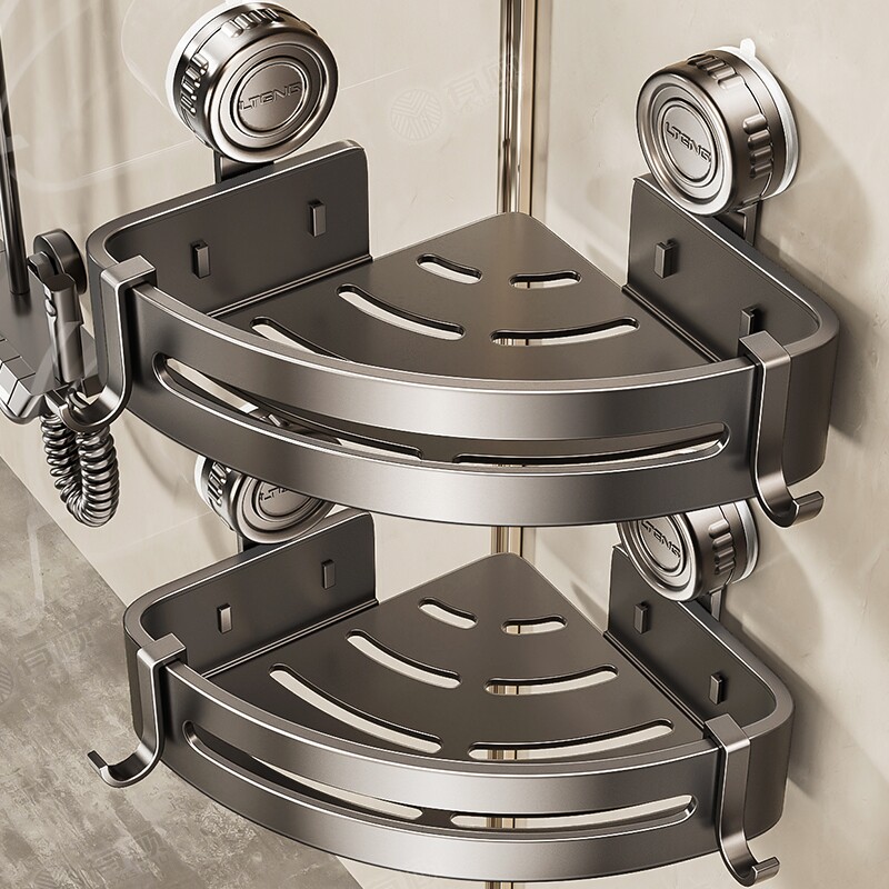 免打孔浴室置物架卫生间吸盘三角篮壁挂架洗手间洗漱台墙角收纳架