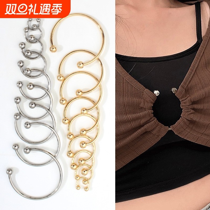金属C型圆珠螺旋纽扣衣领配件女凉鞋扣U形连接固定扣子卡扣帽子