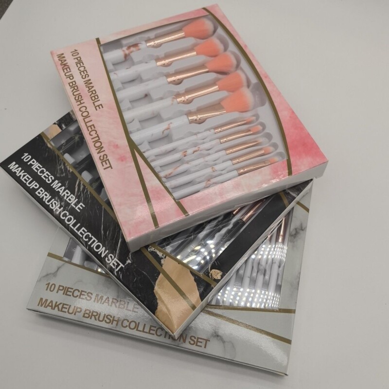 网红大理石化妆套装全套工具初学者粉刷软毛眼影腮红刷子粉色套刷