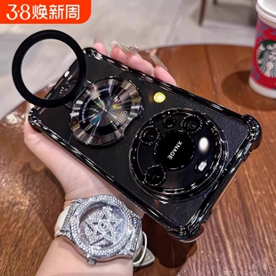 适用于华为mate70pro+手机壳磁吸支架电镀四角气囊mate60带镜头膜mate50硅胶全包40p透明高级简约防摔保护壳