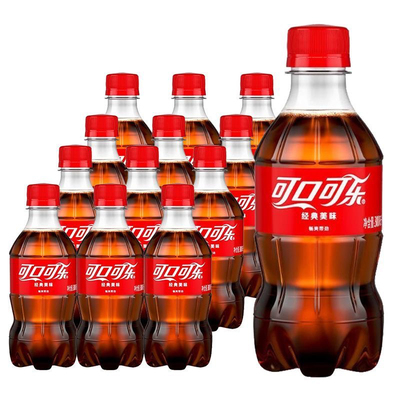 可口可乐300ml*12瓶小瓶迷你汽水碳酸饮料学生快乐水无糖饮品玻璃