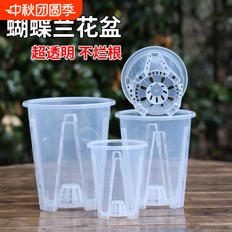 蝴蝶兰专用花盆透明塑料加厚兰花树脂透气家用盆栽大号托盘植物图片