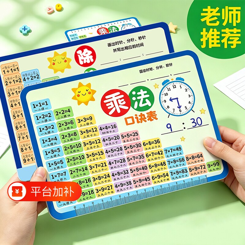九九乘法口诀表卡片乘除法二年级上册背诵小学生数学公式加减法