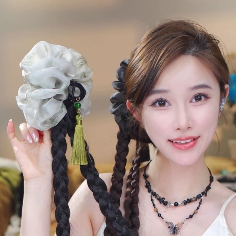 新中式国风头饰2025新款辫子抓夹女后脑勺显发量鲨鱼夹子半扎发夹
