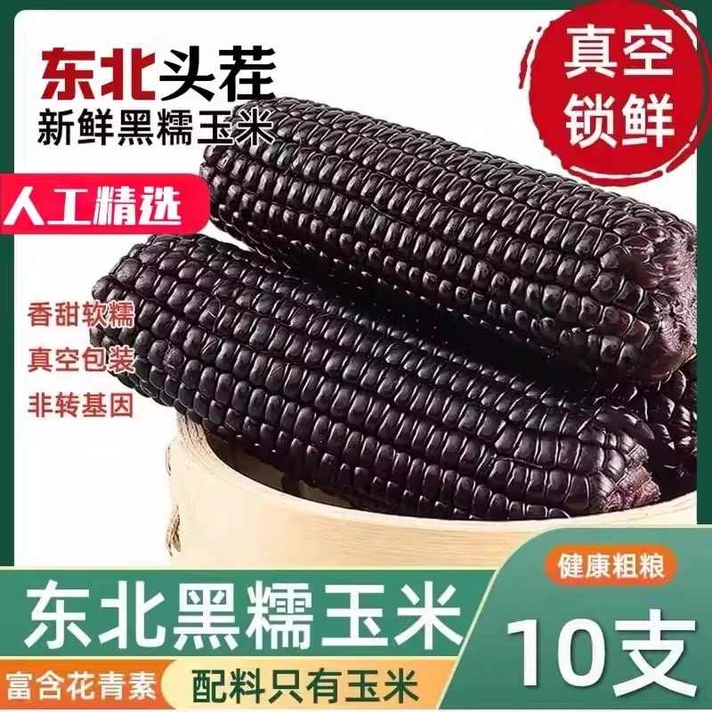 真空黑糯玉米东北黑玉米真空装2025新鲜加热拉丝粘苞米黑甜玉米