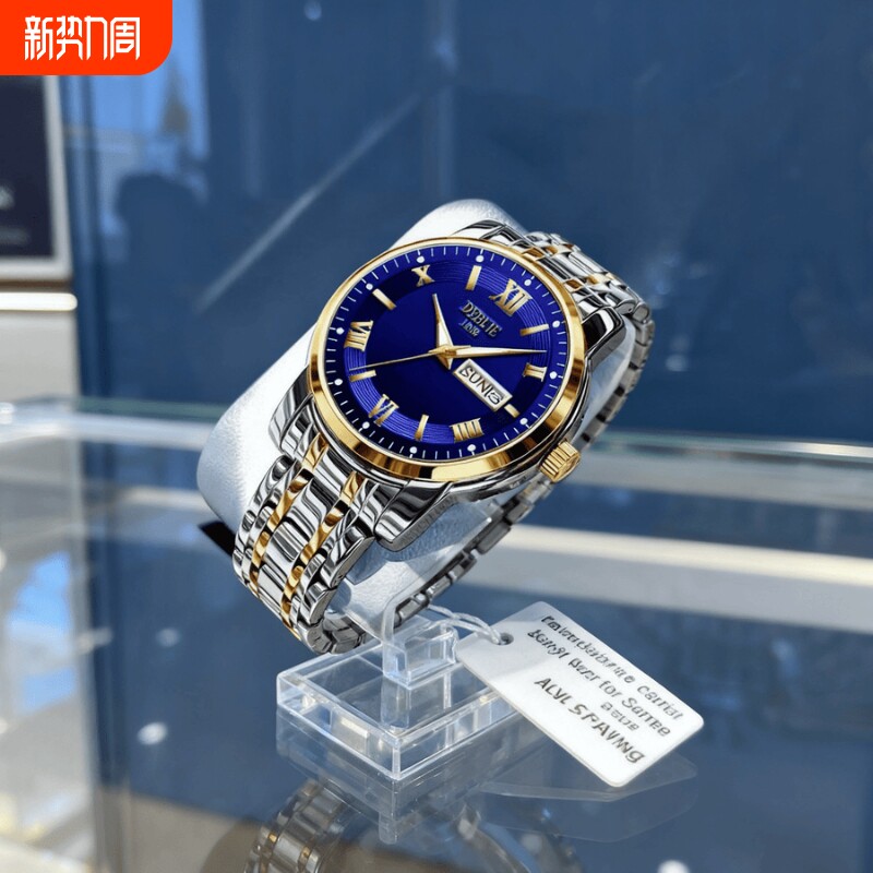 镂空男士手表男正品名牌全自动非机械表钢带男款商务防水石英腕表